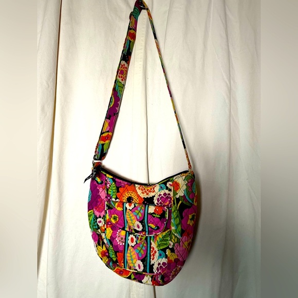 Vera Bradley Clare Va Va Bloom Retired Floral Pink Quilted Cotton Crossbody Bag - Picture 1 of 11